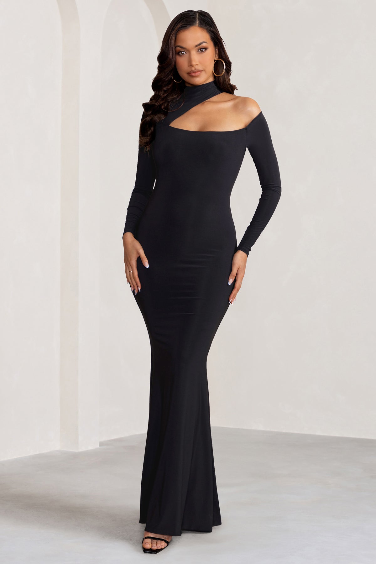 Fitted black outlet maxi dress