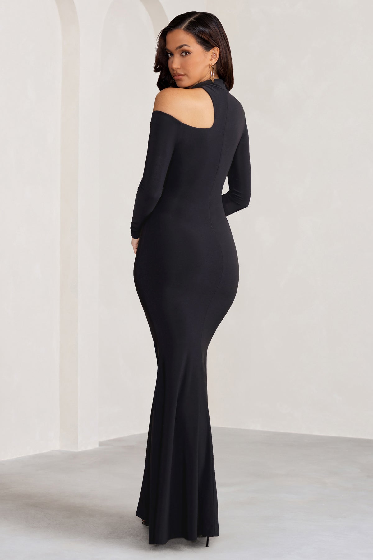 Farrah Black High Neck Maxi Dress with Cut-Out Neckline – Club L London ...