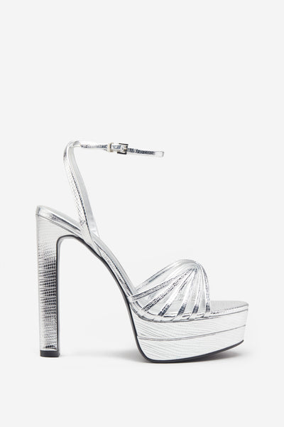 Miss Lola | Sweet Fatale Silver Embellished Platform Heels – MISS LOLA