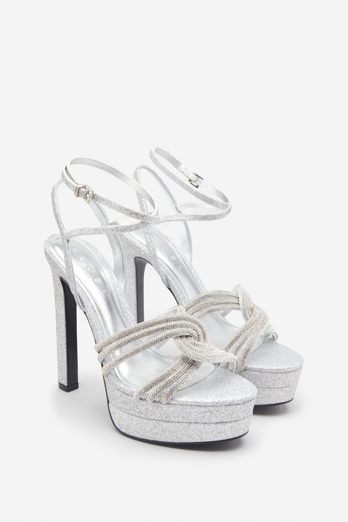 Silver Heeled Sandals Platform Peep Toe Ankle Strap Sandals - Milanoo.com