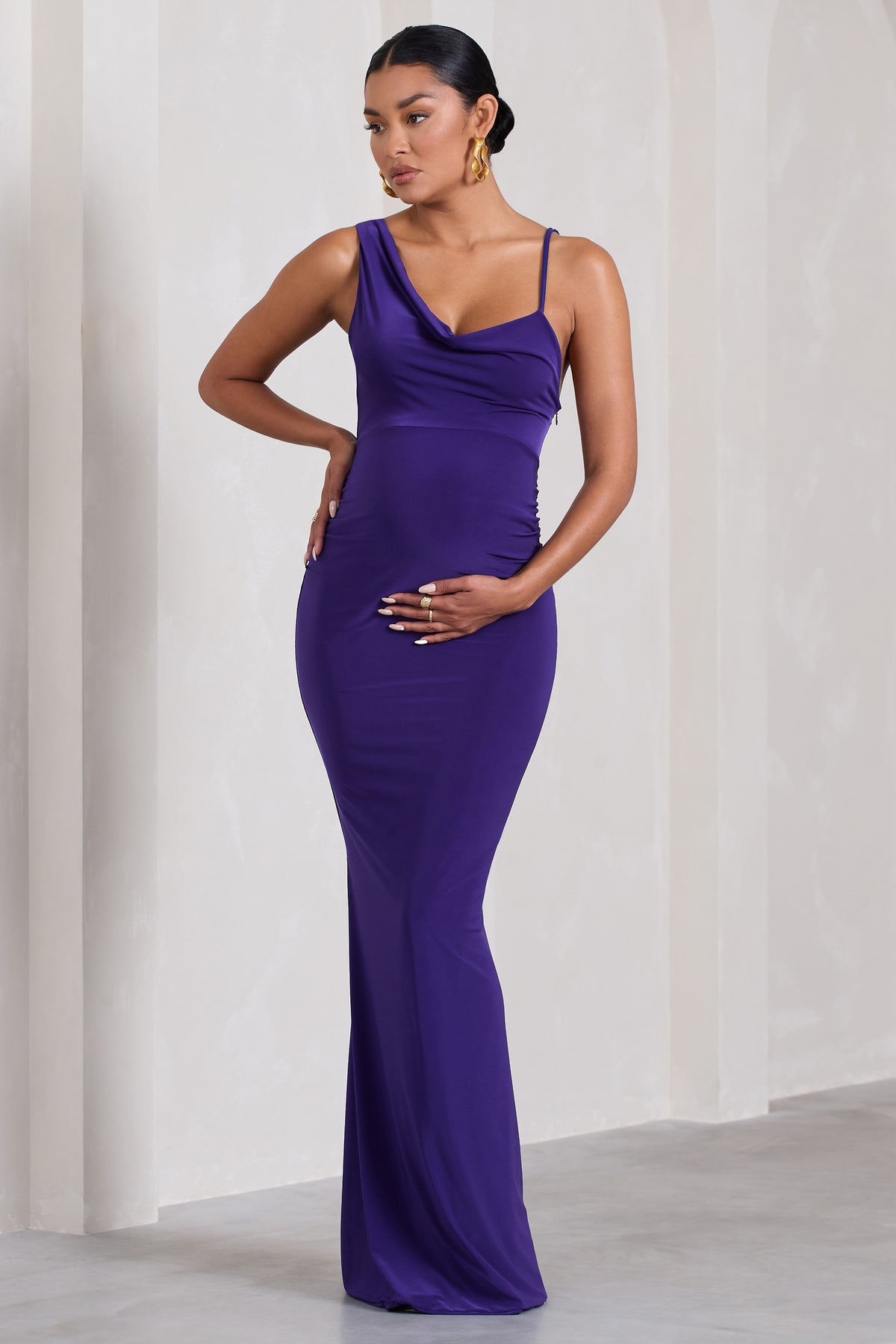 Phantasy Purple Maternity Cowl Neck Maxi Dress – Club L London - UK