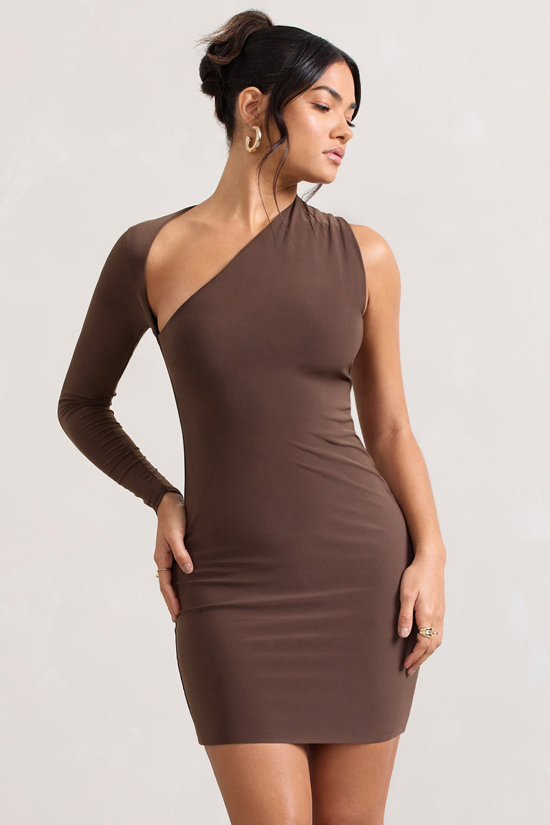 Siren Chocolate One Shoulder Bodycon Mini Dress – Club L London - UK