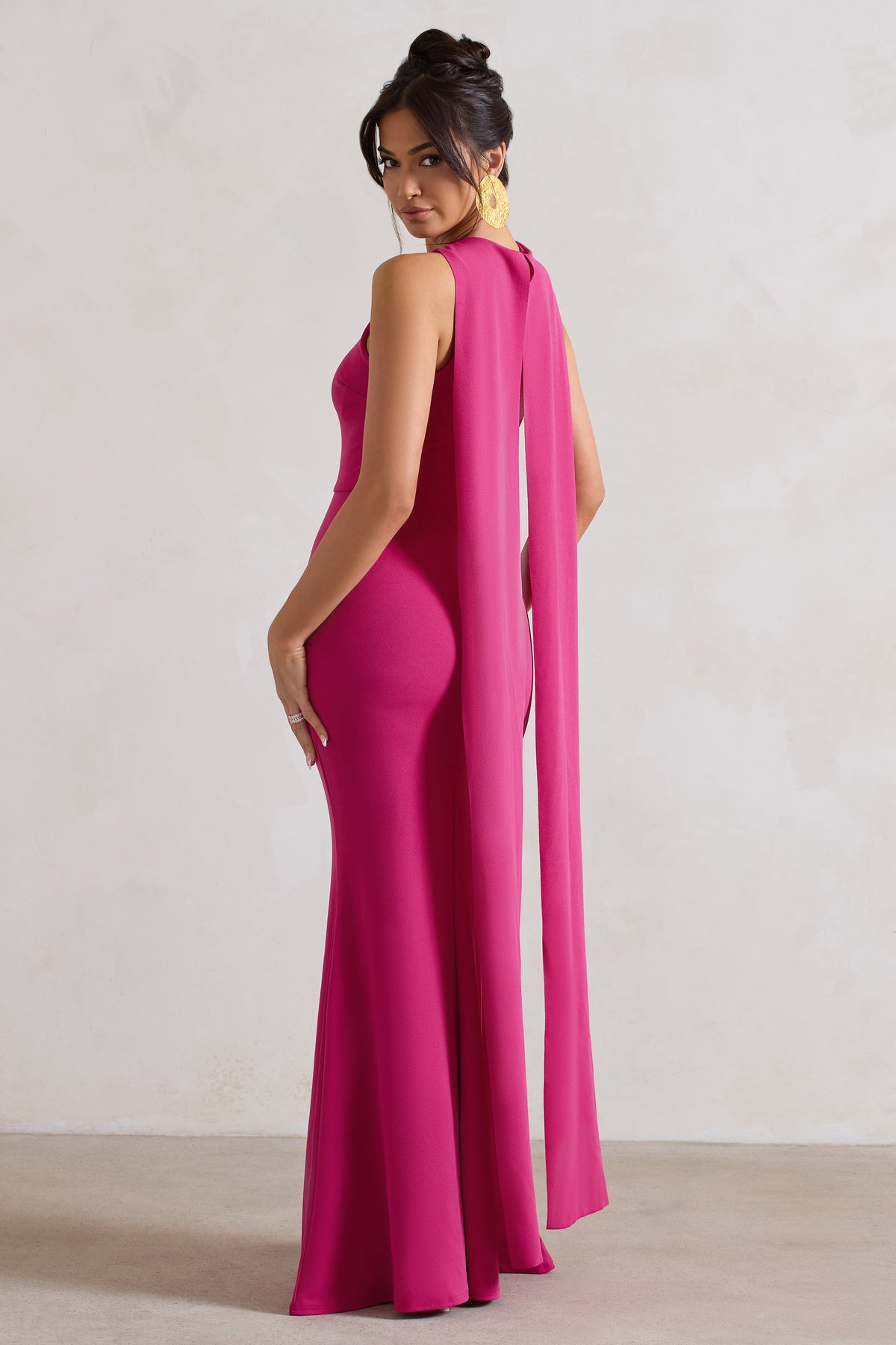 Patty Dark Pink High-Neck Sleeveless Maxi Dress – Club L London - UK