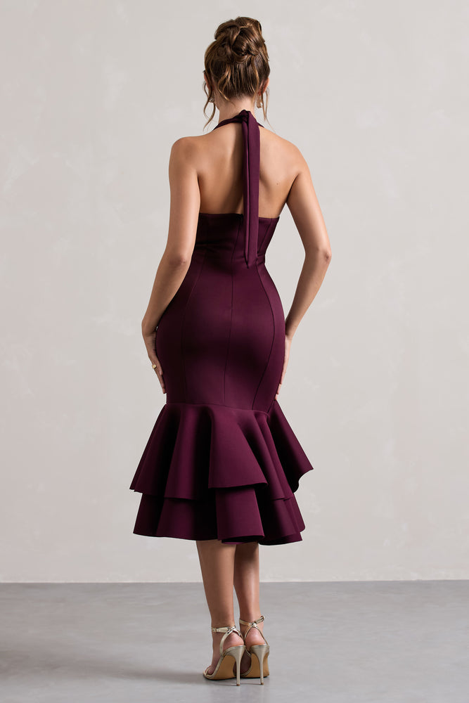 Plum halter neck dress hotsell