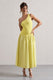 Sorbet | Lemon Poplin One Shoulder Pleated Maxi Dress