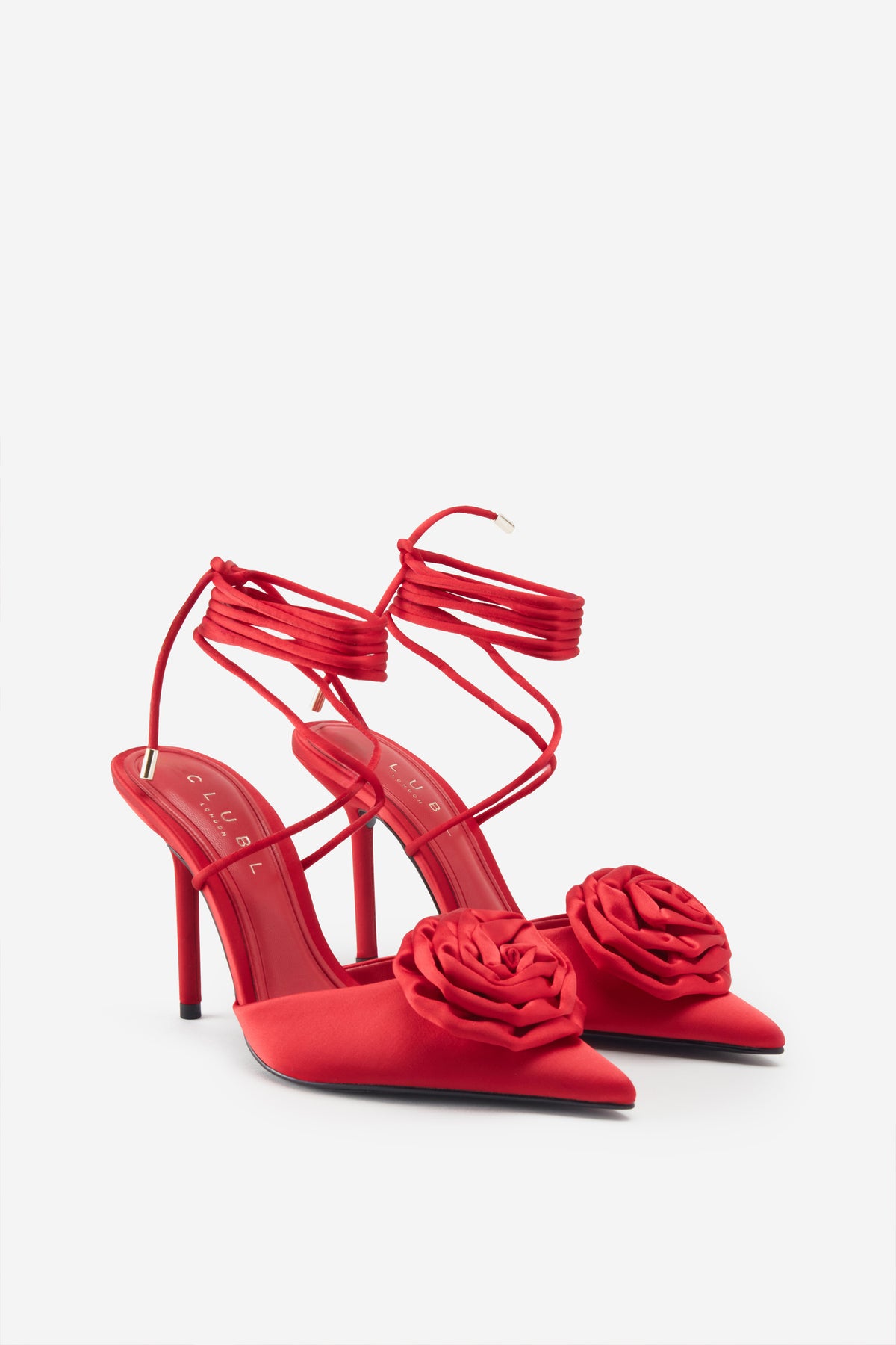 Red Lace-Up Heels - Red High Heel Sandals - Floral High Heels - Lulus