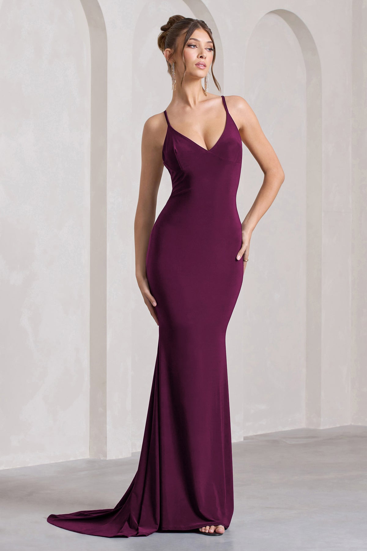 Cross back fishtail maxi dress hotsell