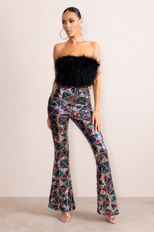 80s HEAVEN LONDON Leather Flare pant UK - デニム/ジーンズ