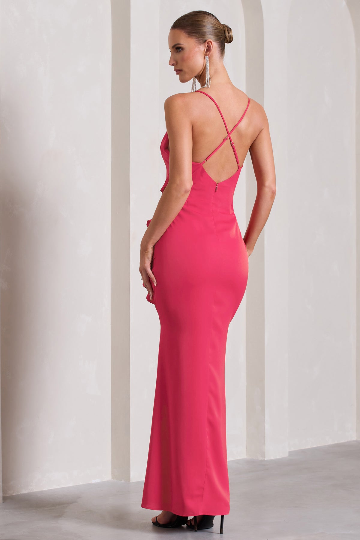 Haute Monde Woman's Size L Built In Bra Pullover Pink Back Zip Dress!