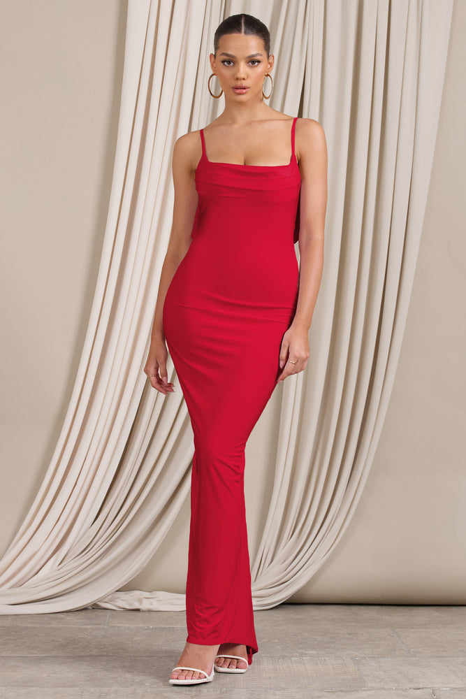 Shape Red Cup Detail Strappy Midi Dress