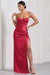 Expose | Red Satin Sweetheart Corset Asymmetric Maxi Dress