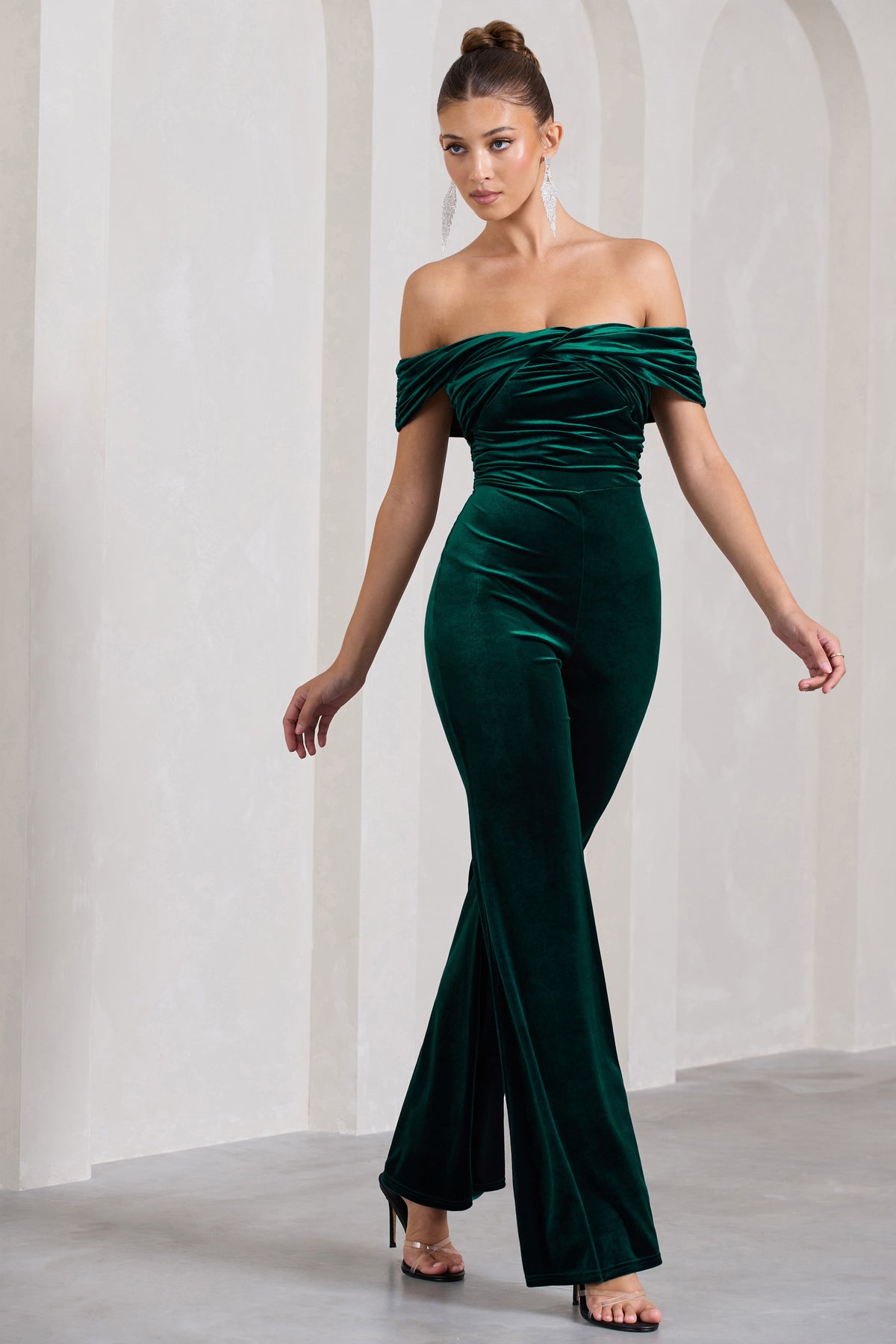 Emerald green velvet sales pantsuit