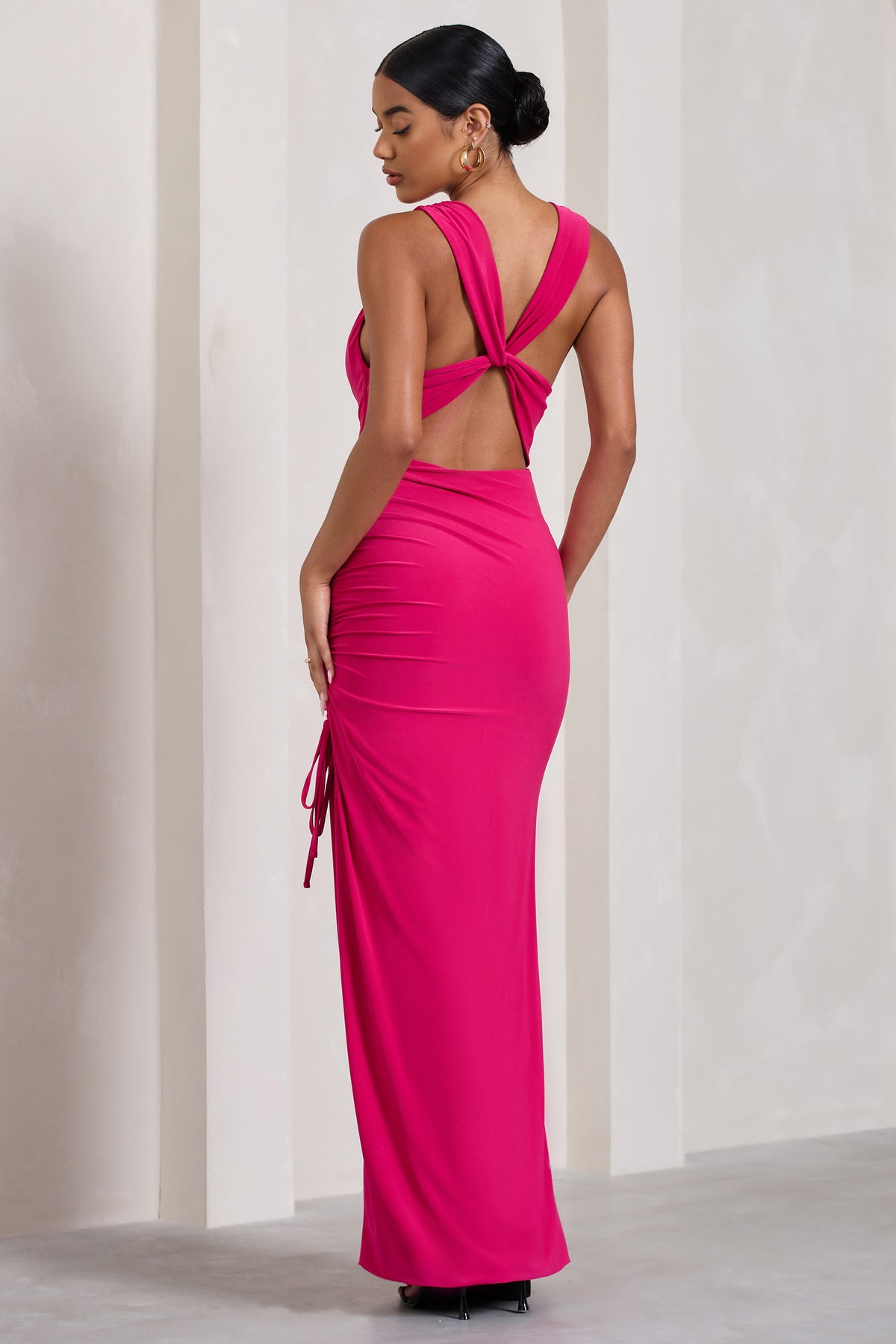 Cosmo Hot Pink Bandeau Corset Maxi Dress With Feather Trim – Club L London  - USA