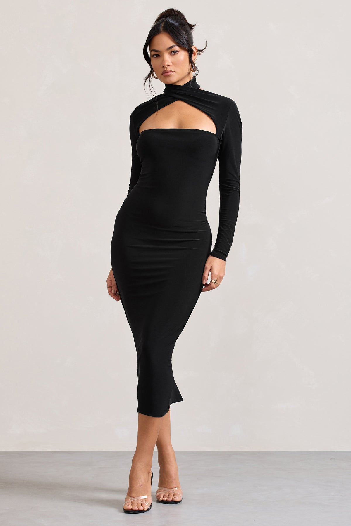 Long sleeve sale halter dress