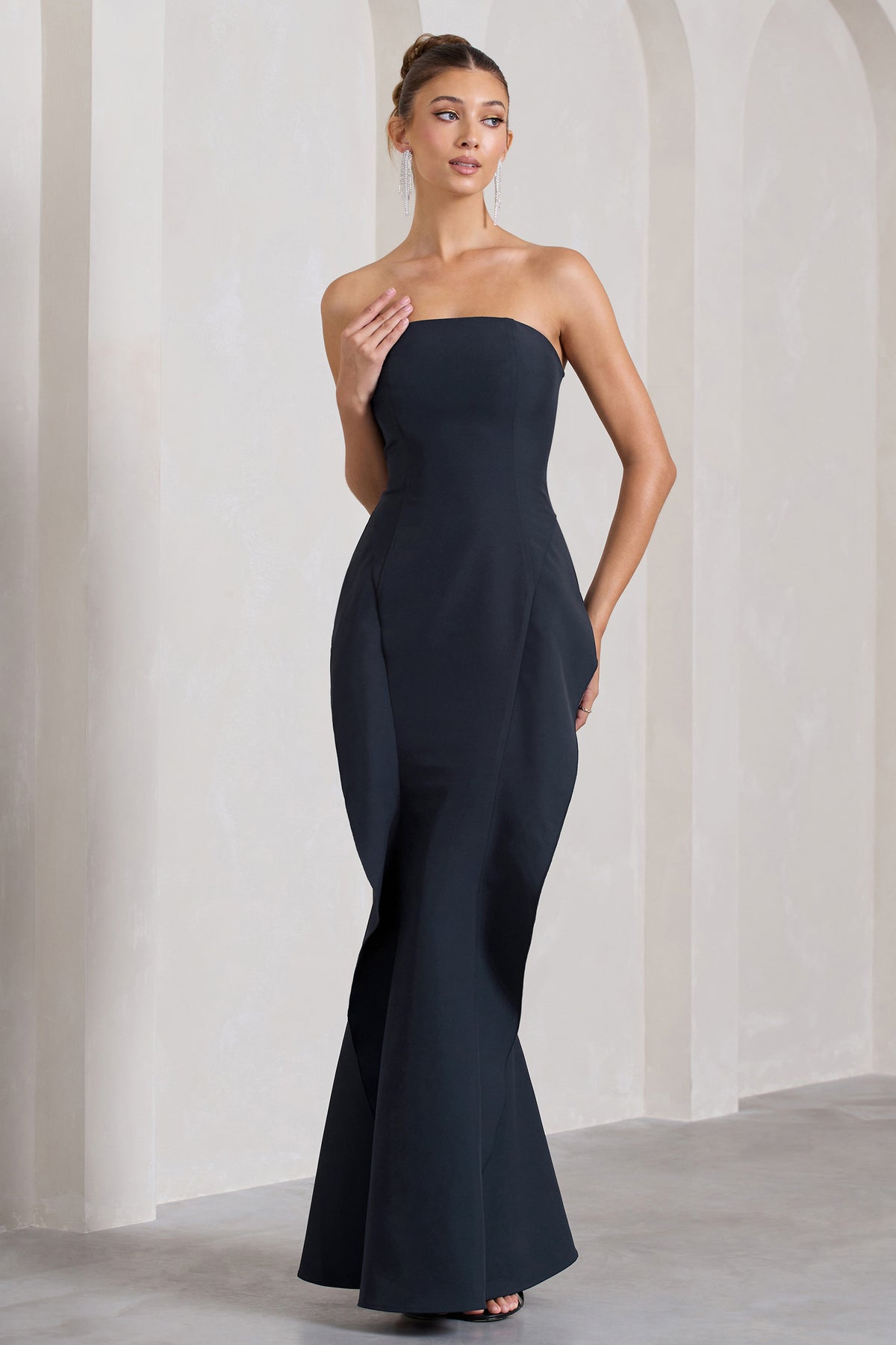 The Real Thing Navy Strapless Draped Fishtail Maxi Dress – Club L ...
