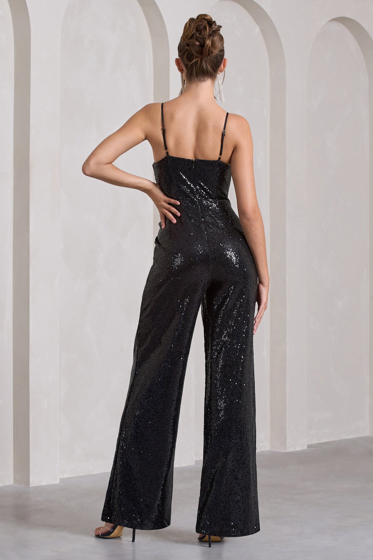 Black sequin sales jumpsuit uk