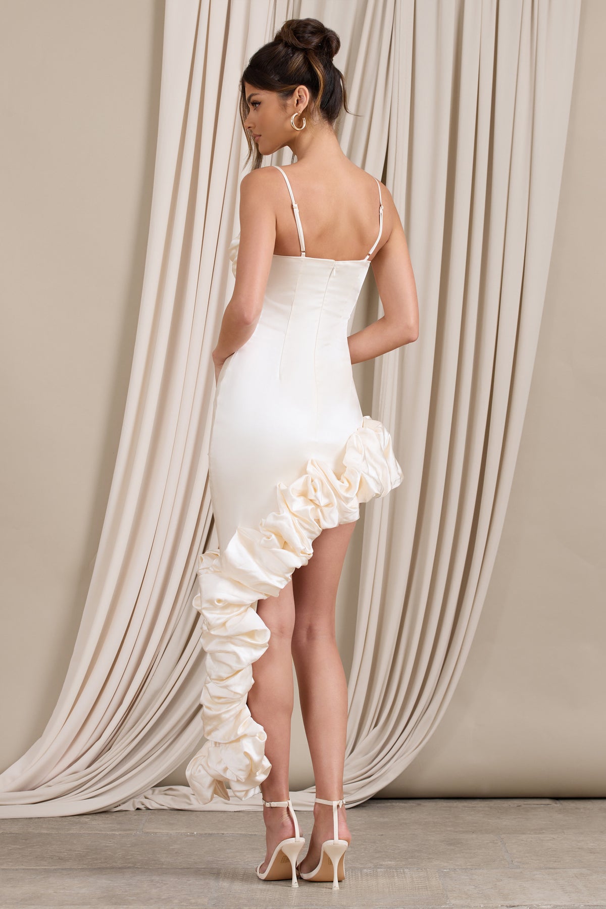 Ruffle hotsell satin dress