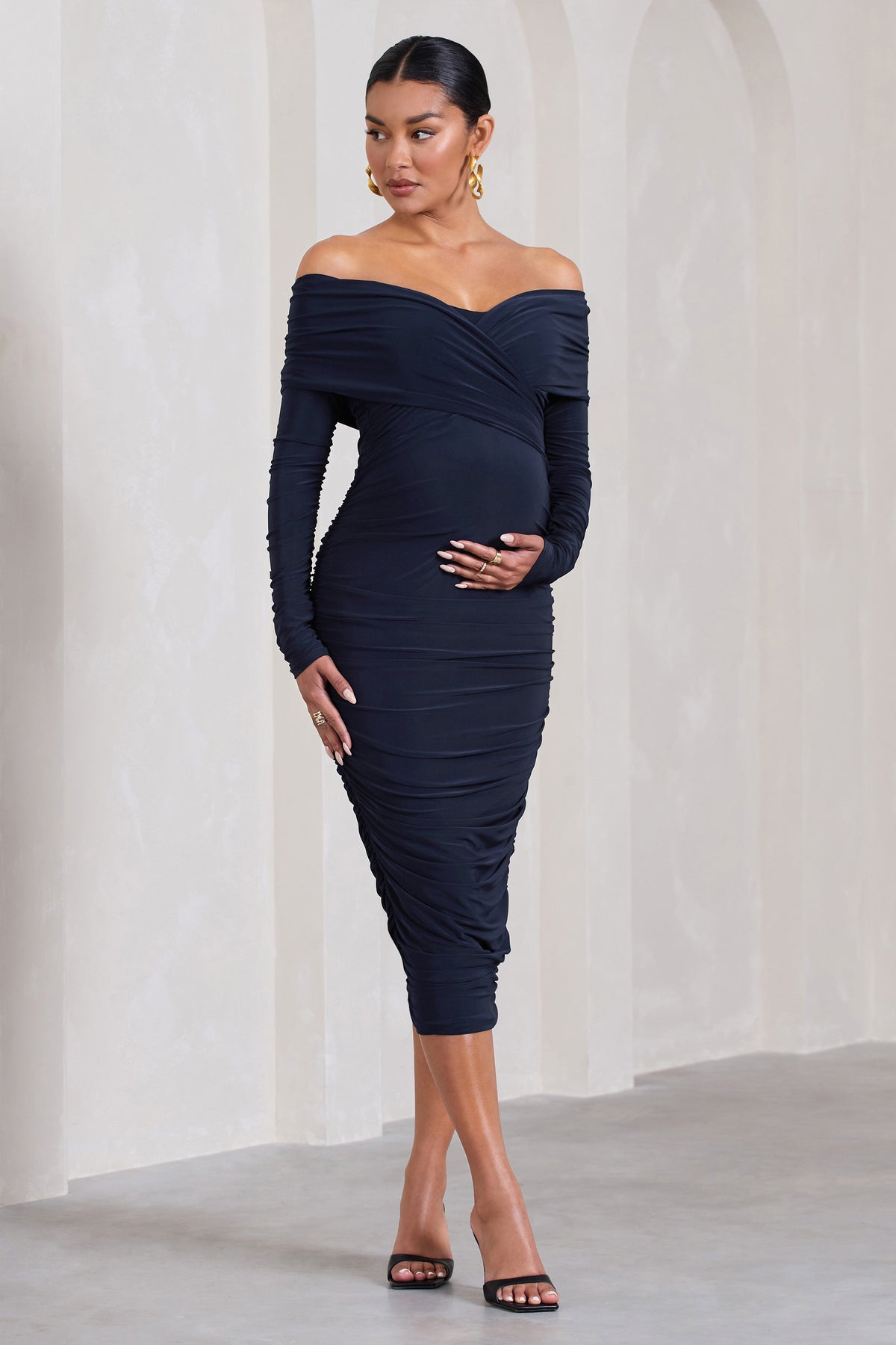 Navy bodycon best sale maternity dress