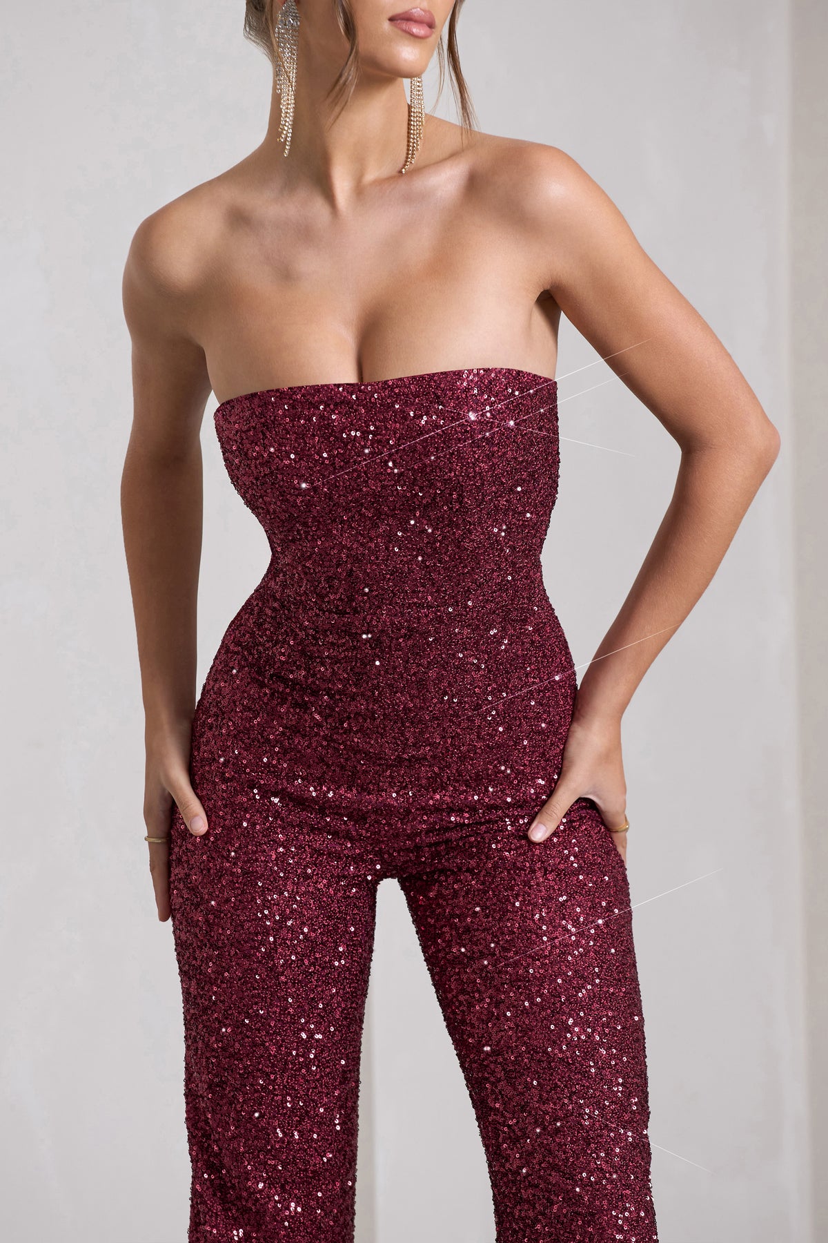 Audrey Champagne Sequin Cross Front Flared Leg Jumpsuit With Keyhole – Club  L London - UK