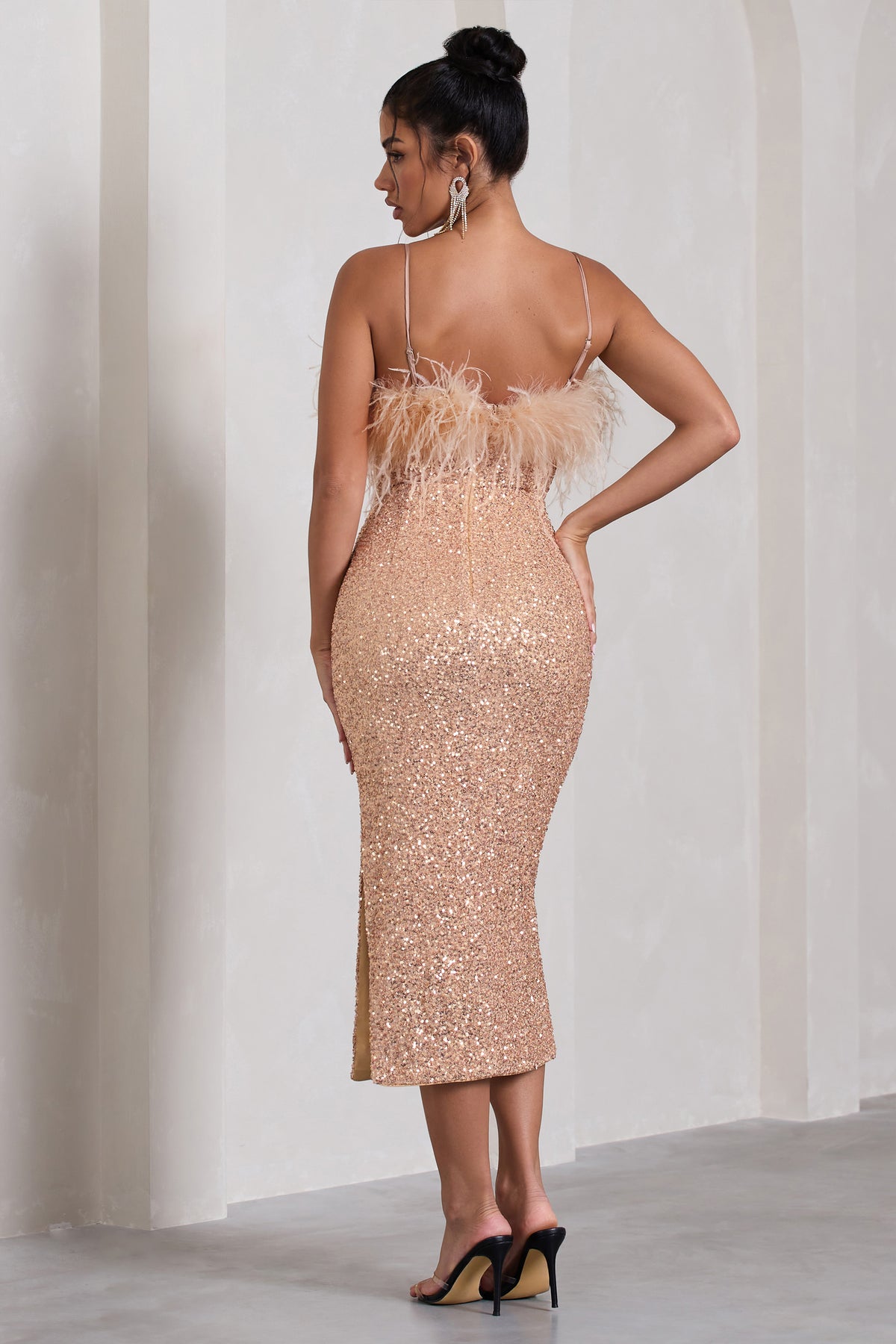 Club l rose on sale gold sequin dress