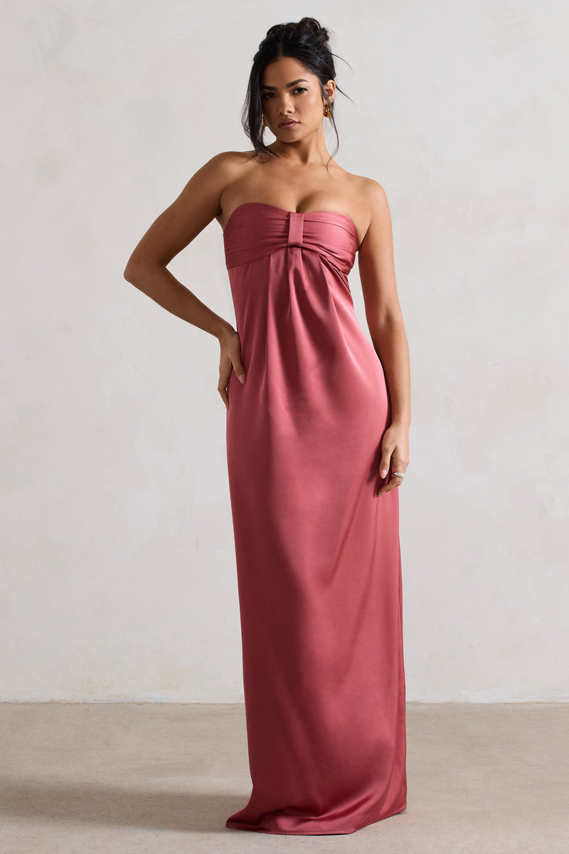 April Rose Pink Satin Sweetheart Maxi Dress – Club L London - UK