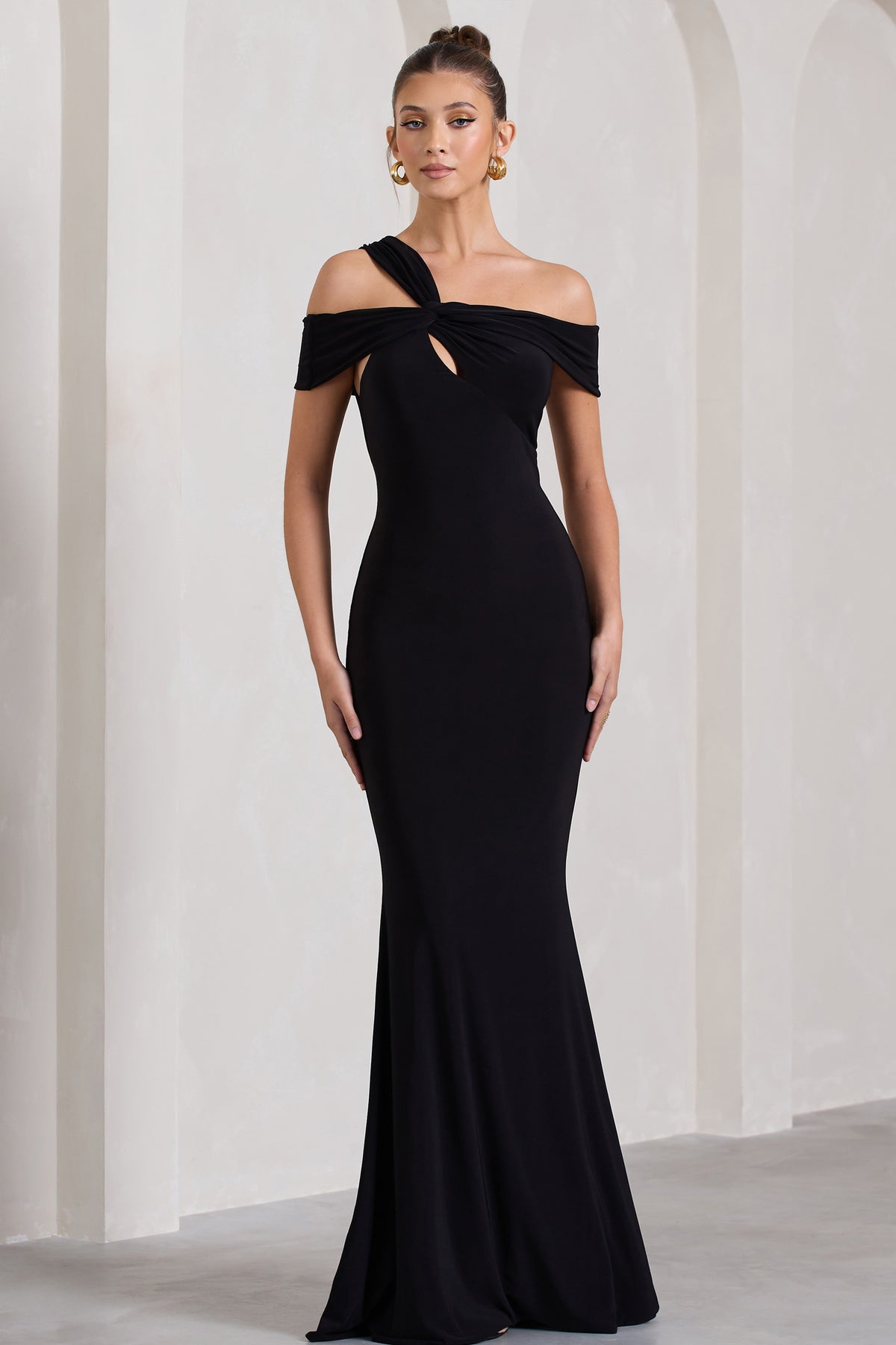 Captivating Black Strappy Asymmetric Cut-Out Maxi Dress – Club L London ...