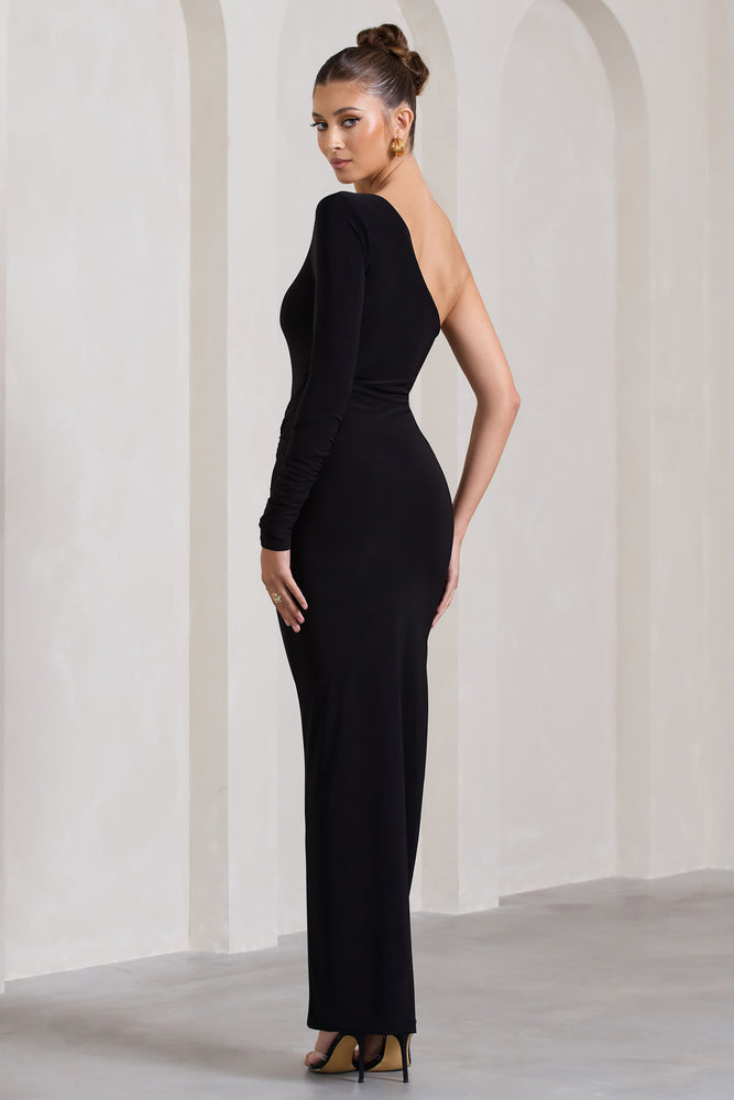 Mallory Black Asymmetric Split Maxi Dress – Club L London - UK