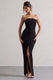 Cailin | Black Strapless Split Maxi Dress - Club L 