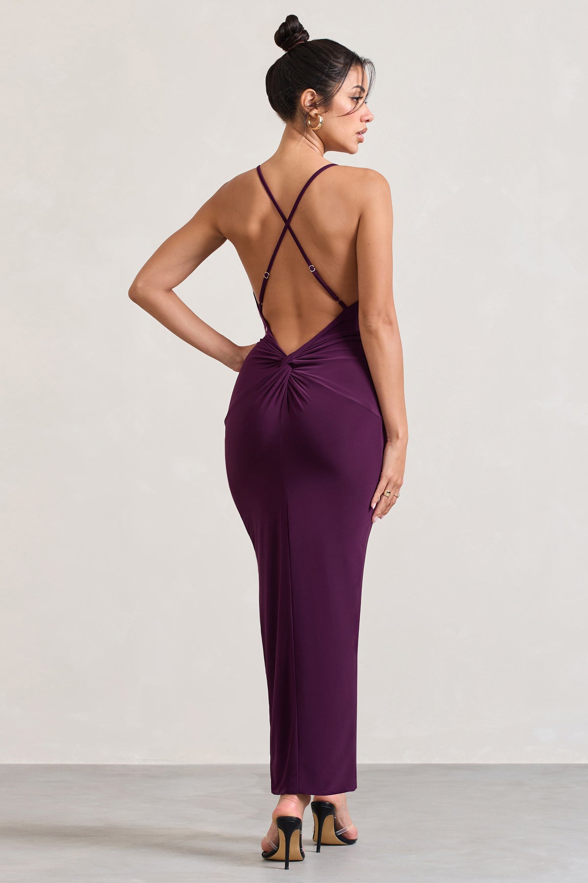 Plunging Strappy Mesh Maxi Dress