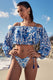 Joi | Blue Porcelain Print Chiffon Bardot Crop Top - Club L 