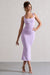 Evora | Lilac Ruched Square-Neck Midi Dress