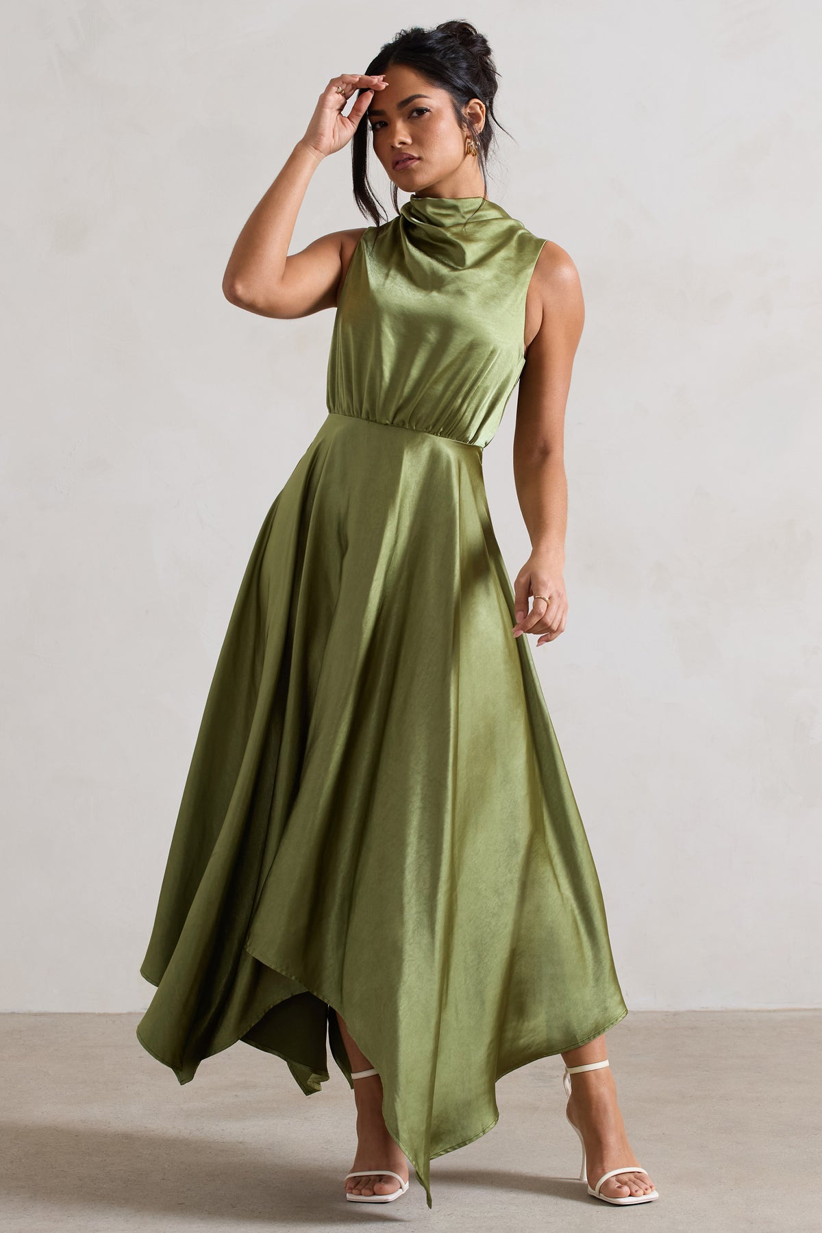 Olive green sale high low dress