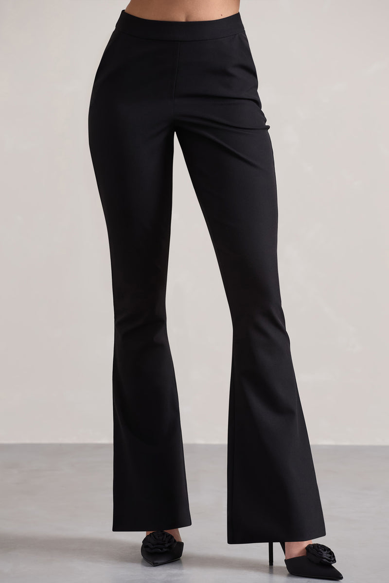 Purpose Black Flared-Leg Trousers – Club L London - UK