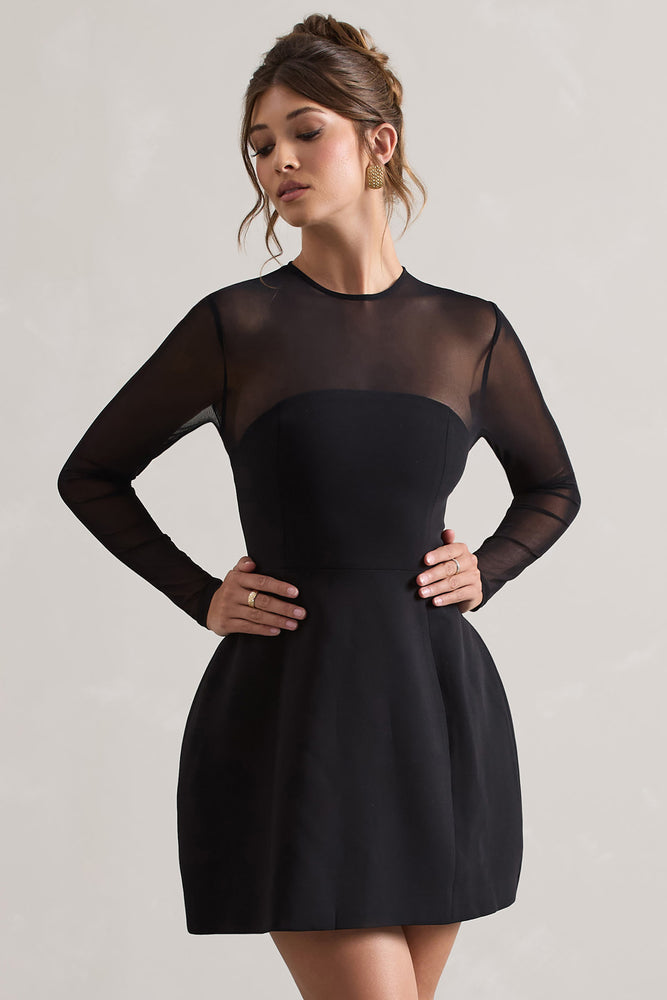 Austen Little Black Dress Mesh Austen Black Mesh Long-Sleeve Mini