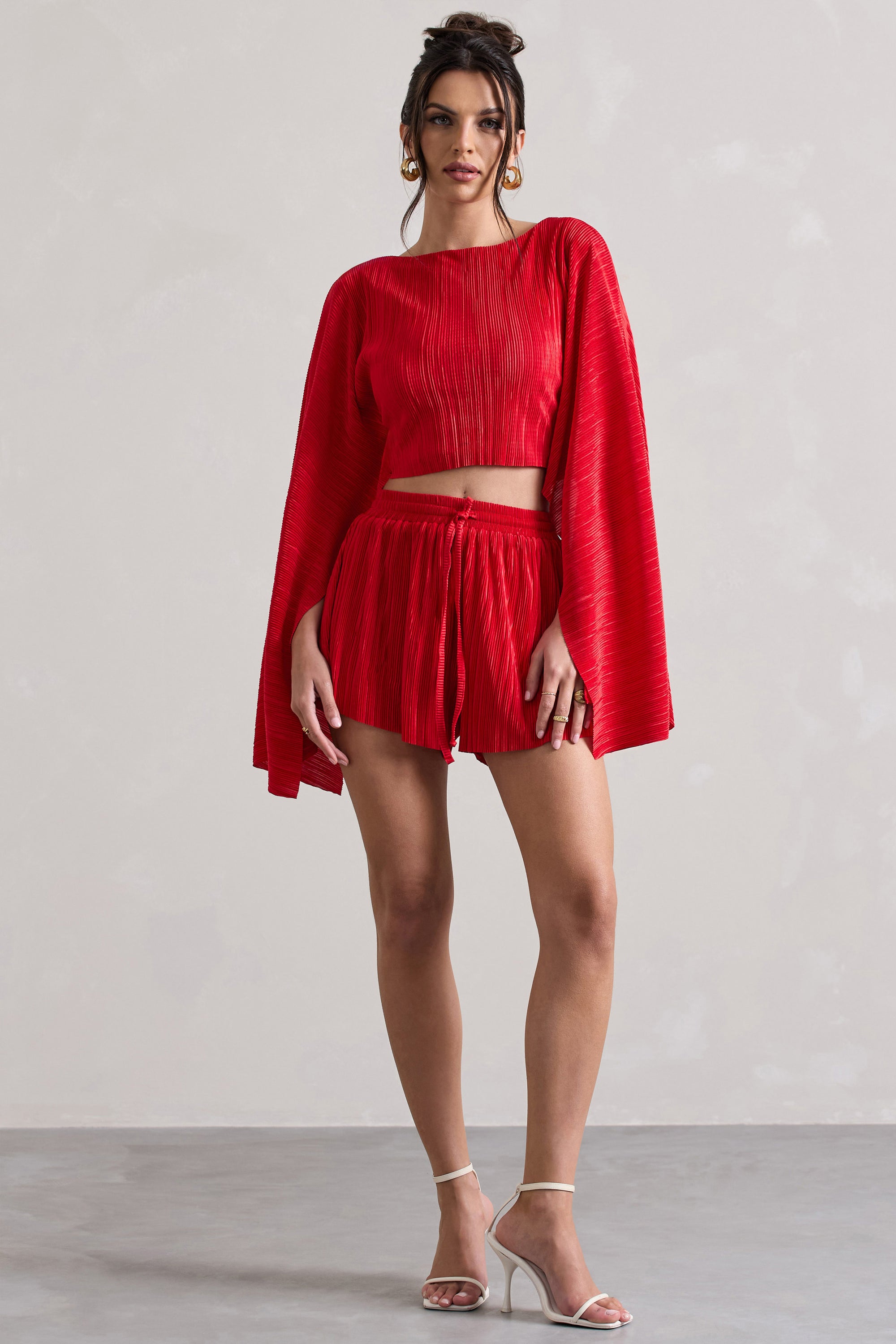 Aflame Plisse Tie Waist Shorts