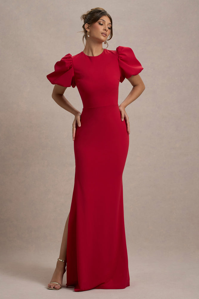 Love Letters Red Puff-Sleeve Maxi Dress