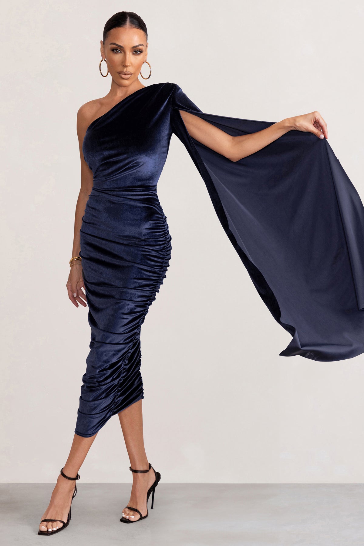 One Shoulder Split Hem Velvet Dress | SHEIN USA