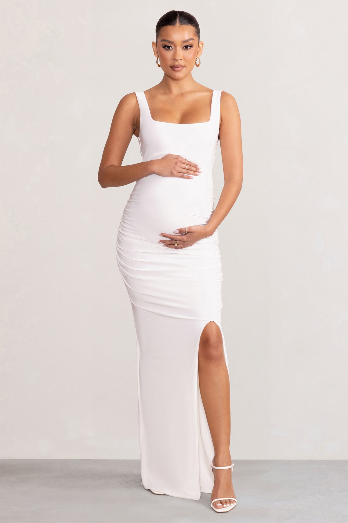 White square neck maxi dress Clearance