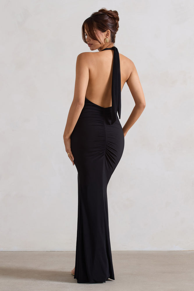 Club L London Open Back Maxi Dress Uk Glamour Black Backless