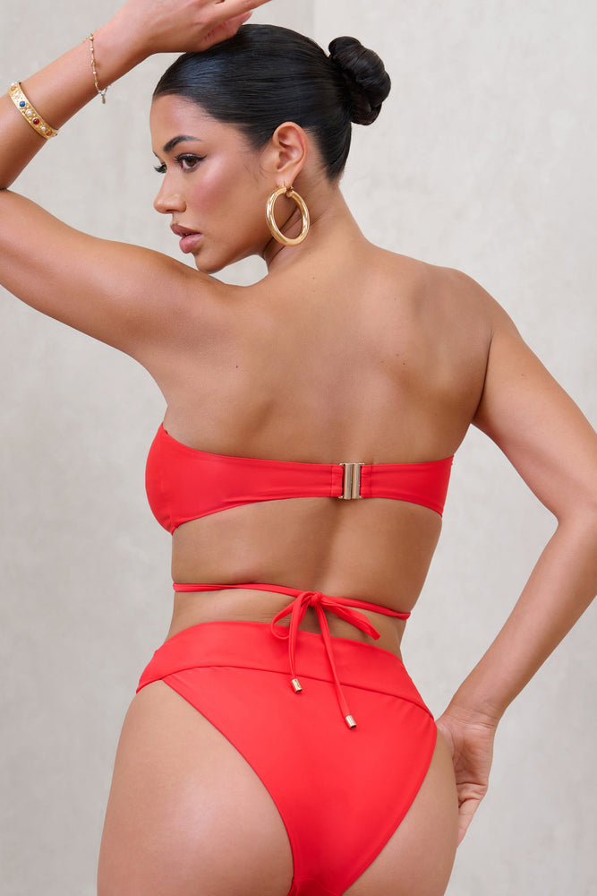 Freyr Red Bandeau Bikini Top – Club L London - UK