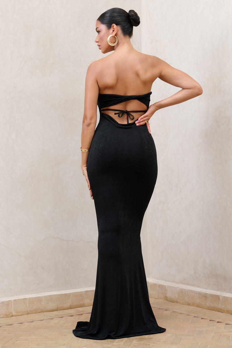 Wild Fantasy Black Bandeau Sweetheart Maxi Dress – Club L London - UK