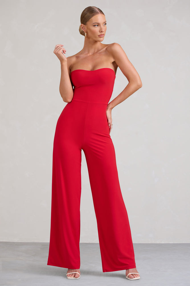 Janon Red Sweetheart Bandeau Jumpsuit – Club L London - UK