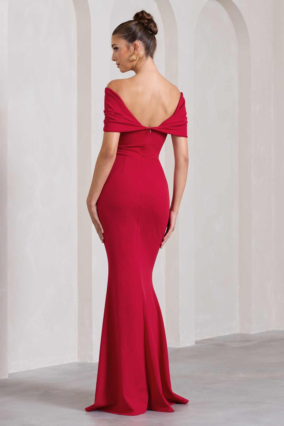 Red bardot maxi dress uk Clearance