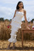Lauren | White Broderie Strappy Ruffled Maxi Dress