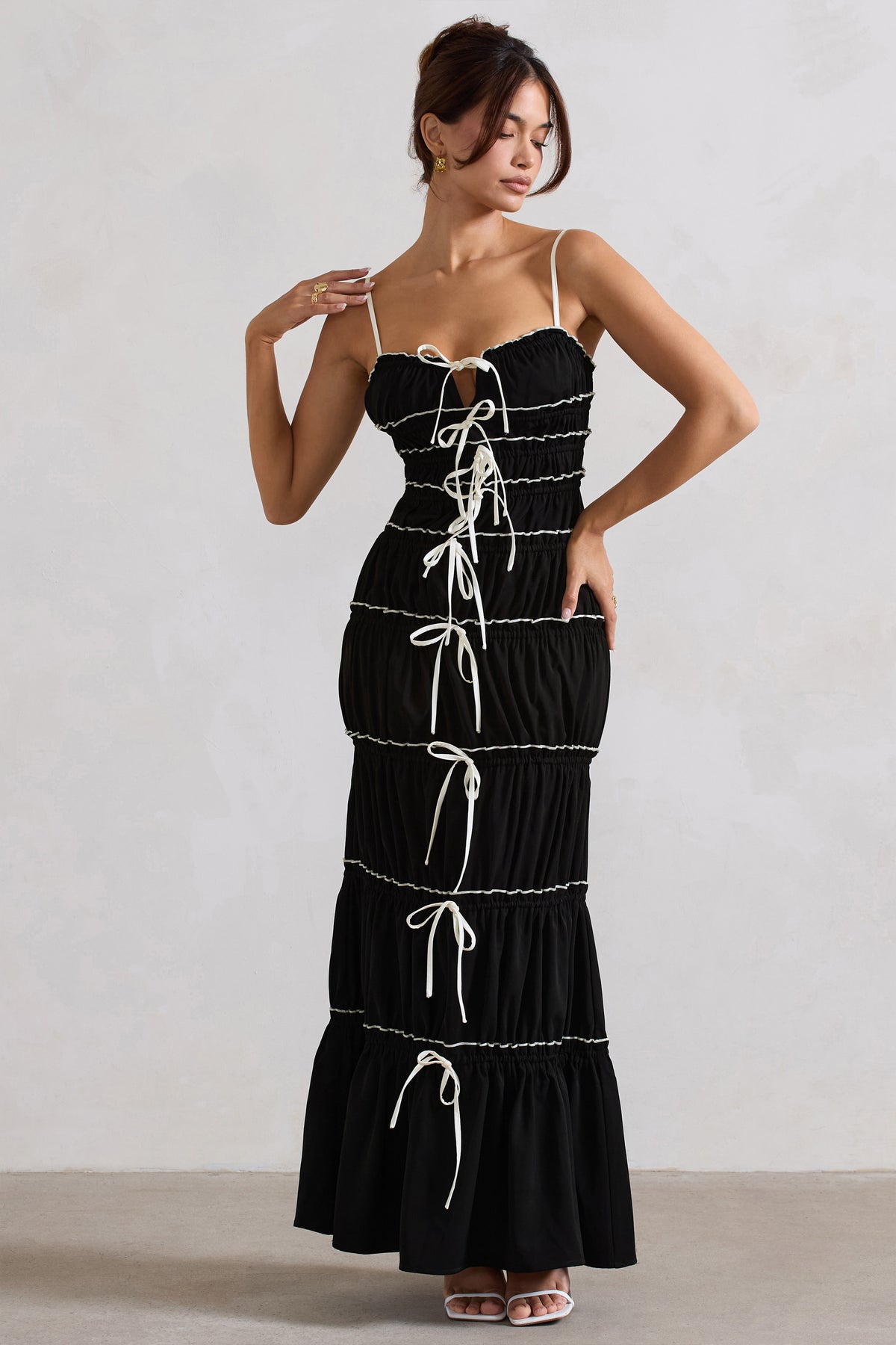 Summer Breeze Strappy Gathered Tiered Maxi Dress