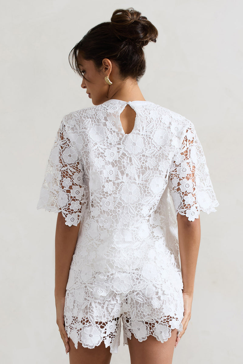 Saint Lucia | White Lace Boxy T-Shirt