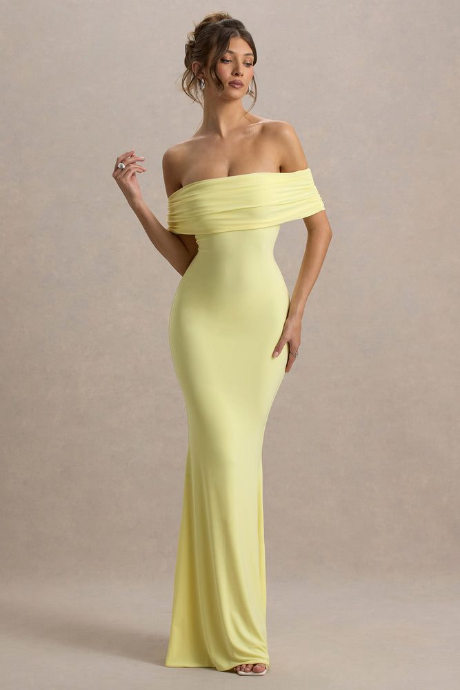 Cloe Yellow Bardot Maxi Dress – Club L London UK