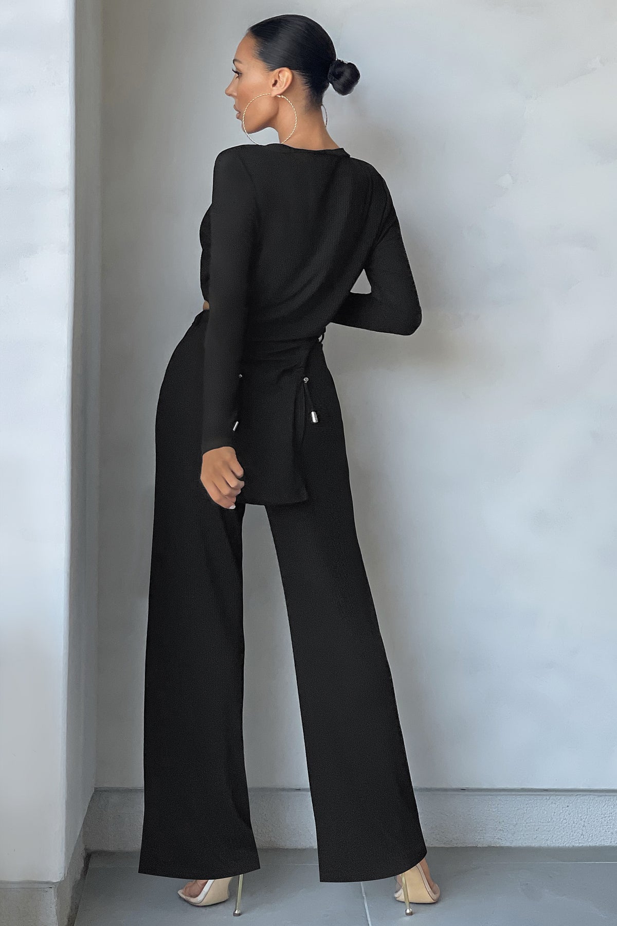 NAKD Trousers and Pants  Buy NAKD Soft Ribbed Wide Pants  Black Online   Nykaa Fashion