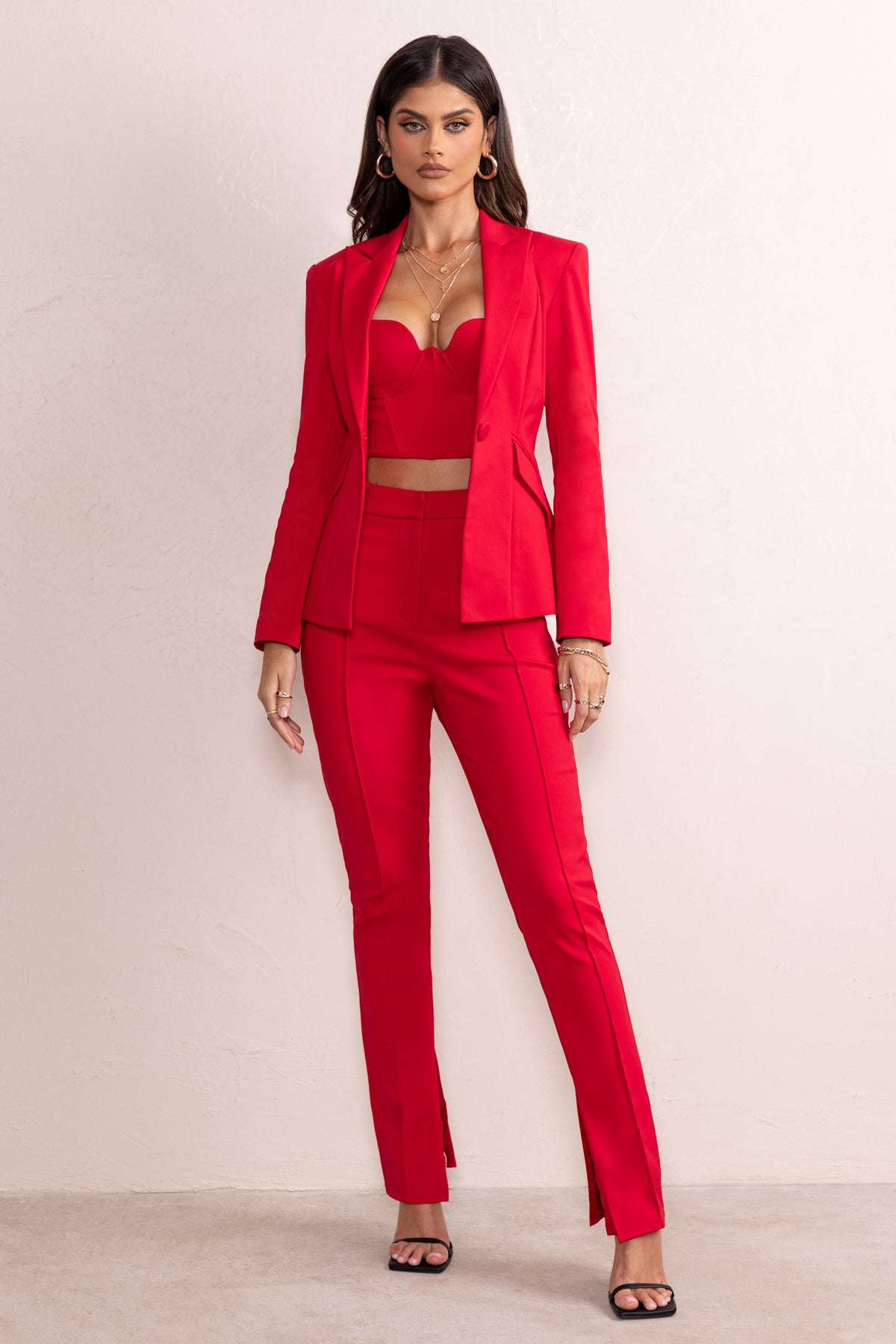 Buy Karl Lagerfeld Women Red Karl Logo Tailored Trousers Online  907235   The Collective