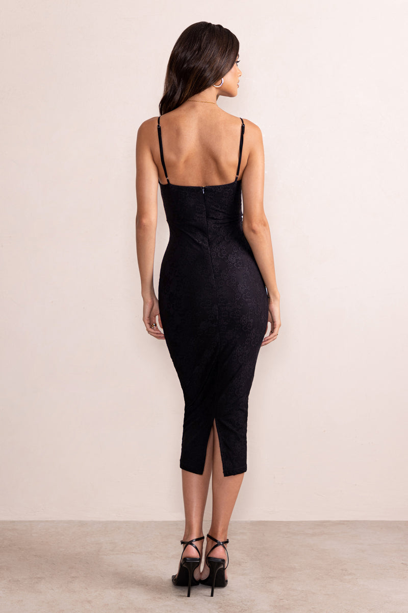 Anele Black Lace Overlay Corset Midi Dress – Club L London - UK